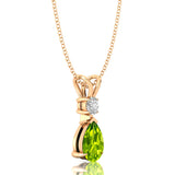 Peridot Teardrop Pendant with Solitaire Diamond - GeumJewels