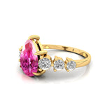 Pear Cut Pink Sapphire with Graduated Diamonds Ring - GeumJewels