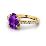Oval Solitaire Amethyst with Accent Diamonds Engagement Ring - GeumJewels