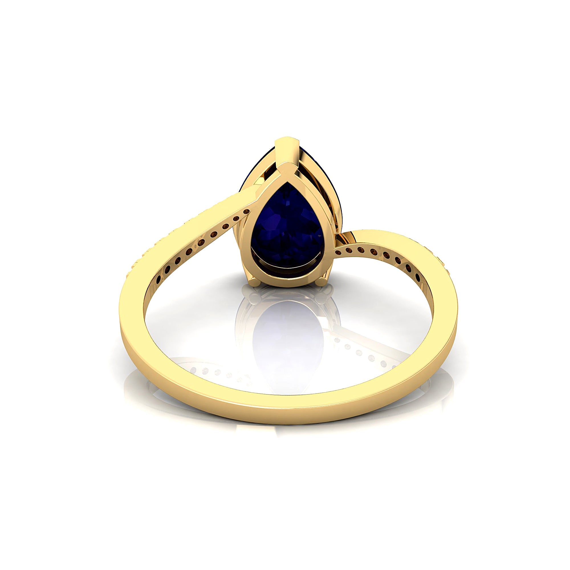 Twisted Up Down Band Pear Shaped Tanzanite Ring with Accent Diamonds - GeumJewels