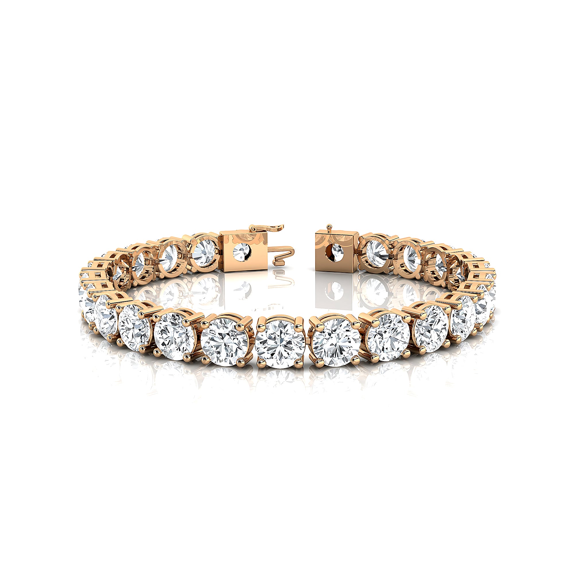 1ct Each Round Brilliant Cut Solitaire Diamond Tennis Bracelet - GeumJewels