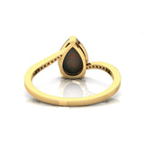 Twisted Up Down Band Pear Shaped Opal Ring with Accent Diamonds - GeumJewels