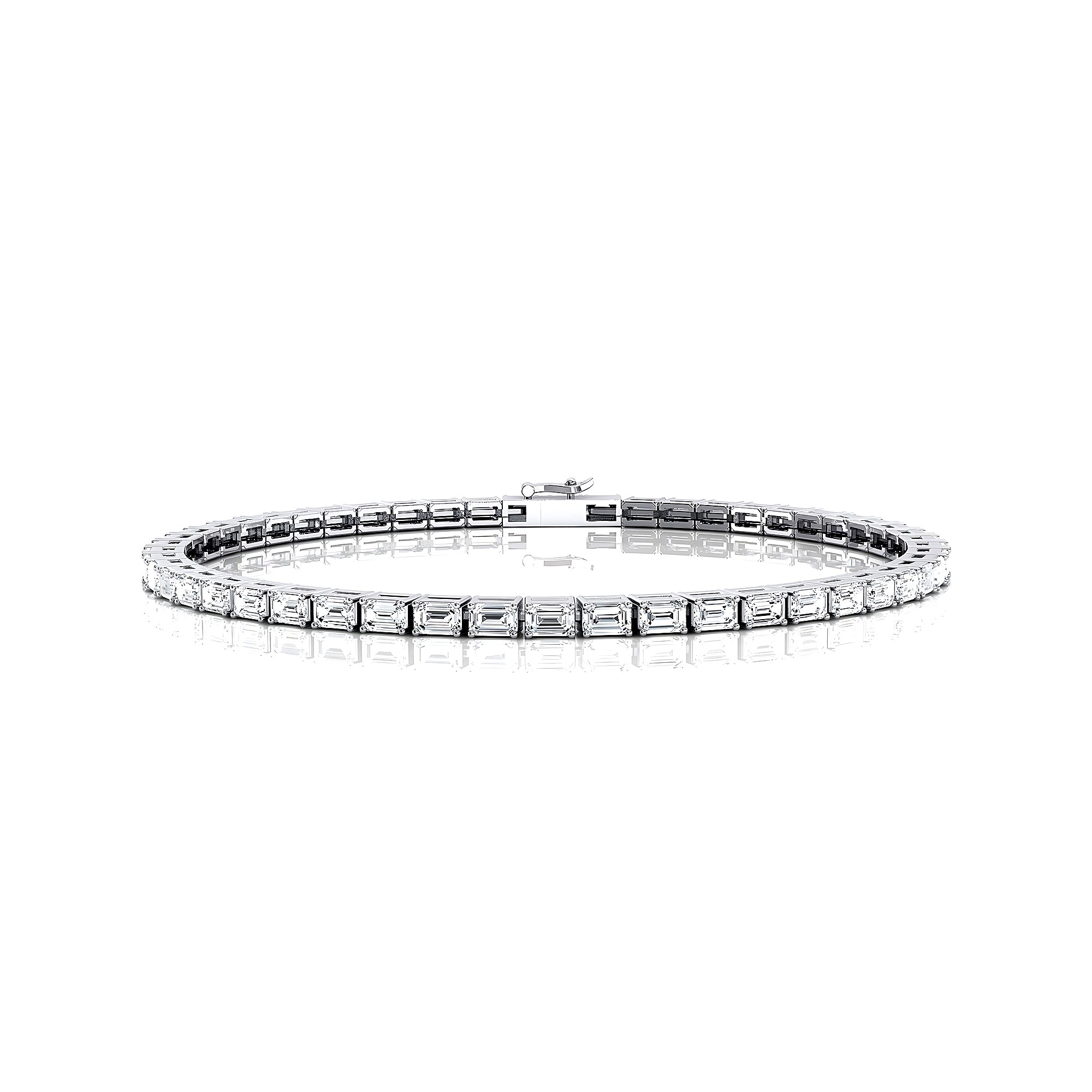 0.10Ct each Horizontally Set Emerald Cut Diamond Tennis Bracelet - GeumJewels