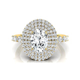 Triple Halo Diamond Oval Cut Lab Diamond Cocktail Ring - GeumJewels
