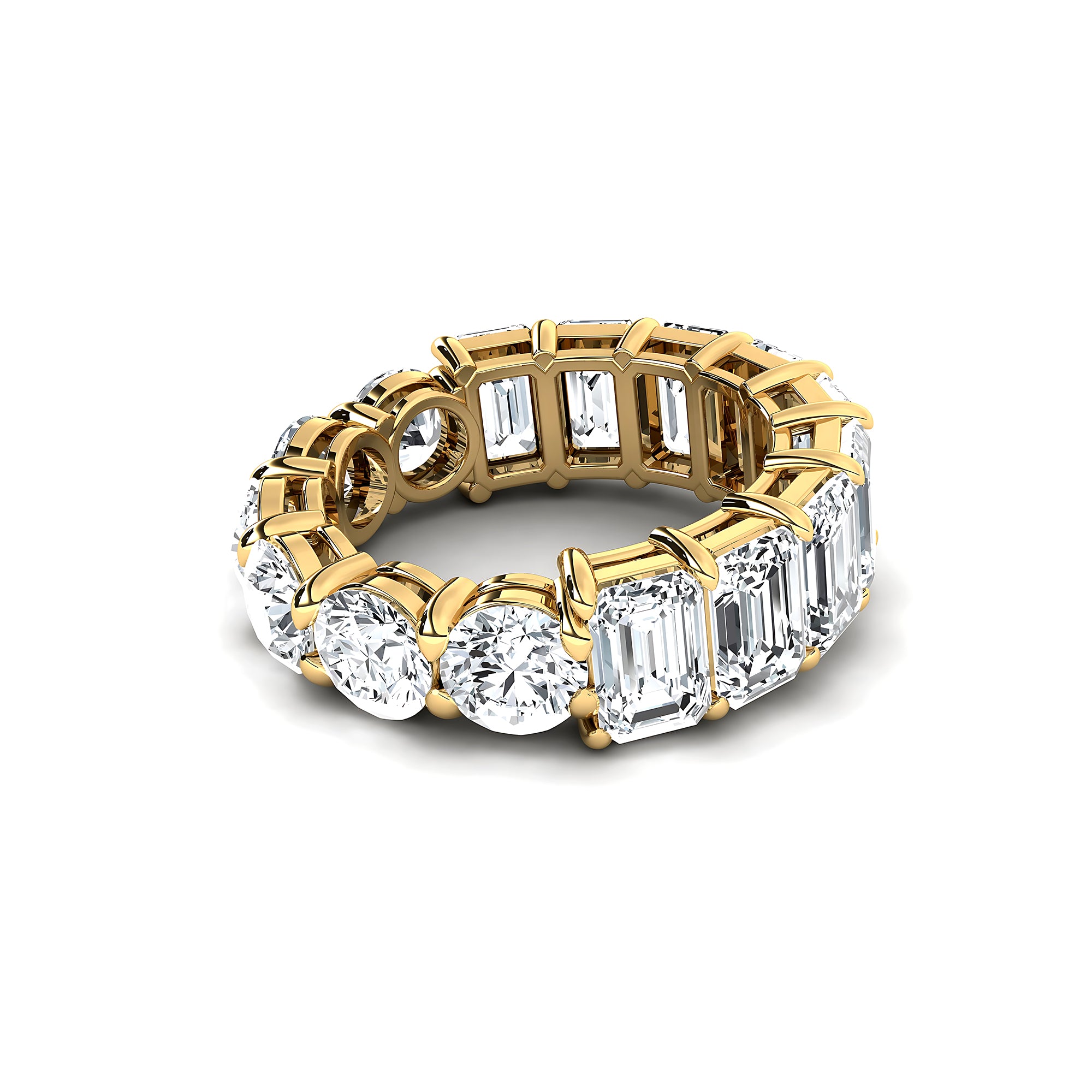 2 Way Diamond Emerald & Round Eternity Ring - GeumJewels