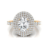 Triple Halo Diamond Oval Cut Lab Diamond Cocktail Ring - GeumJewels