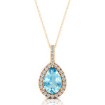 Aquamarine Teardrop Pendant with Diamond Halo - GeumJewels