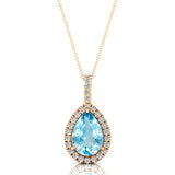 Aquamarine Teardrop Pendant with Diamond Halo - GeumJewels
