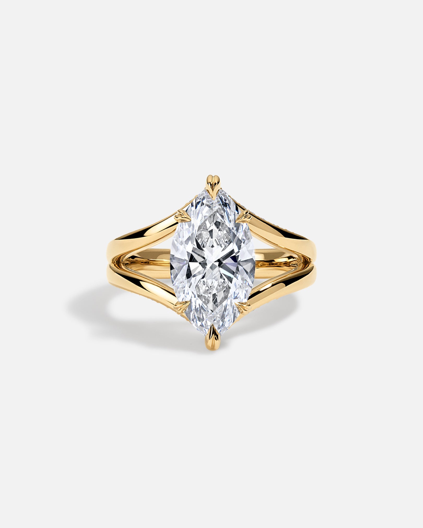 Lab Diamond Marquise Ring 14kt Solid Gold Split Shank Engagement Rings ...