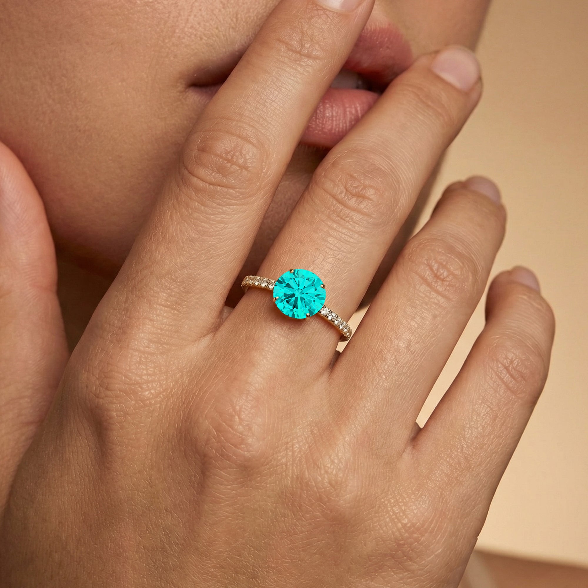 アクセサリー Adlin Hue Paraiba Tourmaline Ring Classic Six Prong Round Solitaire Paraiba Tourmaline Ring with