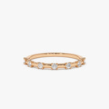14K Half Eternity Minimalist Diamond Wedding Ring - GeumJewels