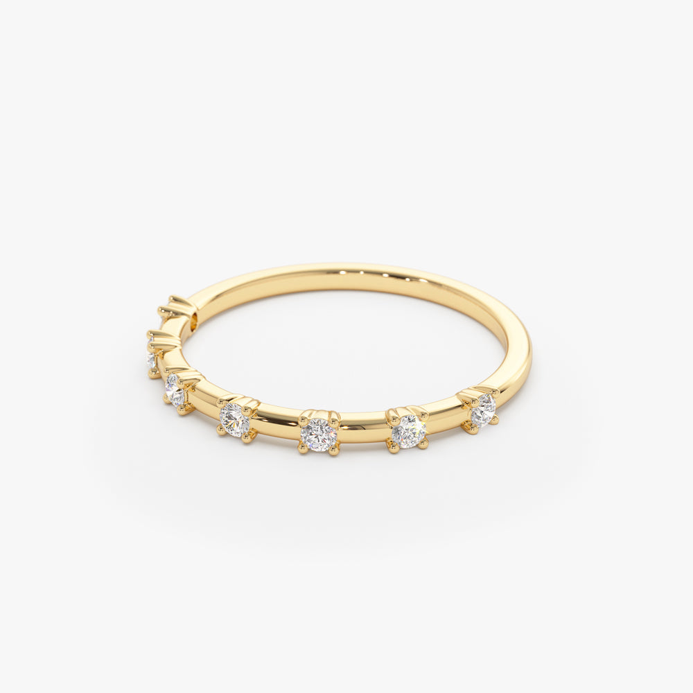 14K Half Eternity Minimalist Diamond Wedding Ring - GeumJewels