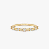 14K Half Eternity Minimalist Diamond Wedding Ring - GeumJewels