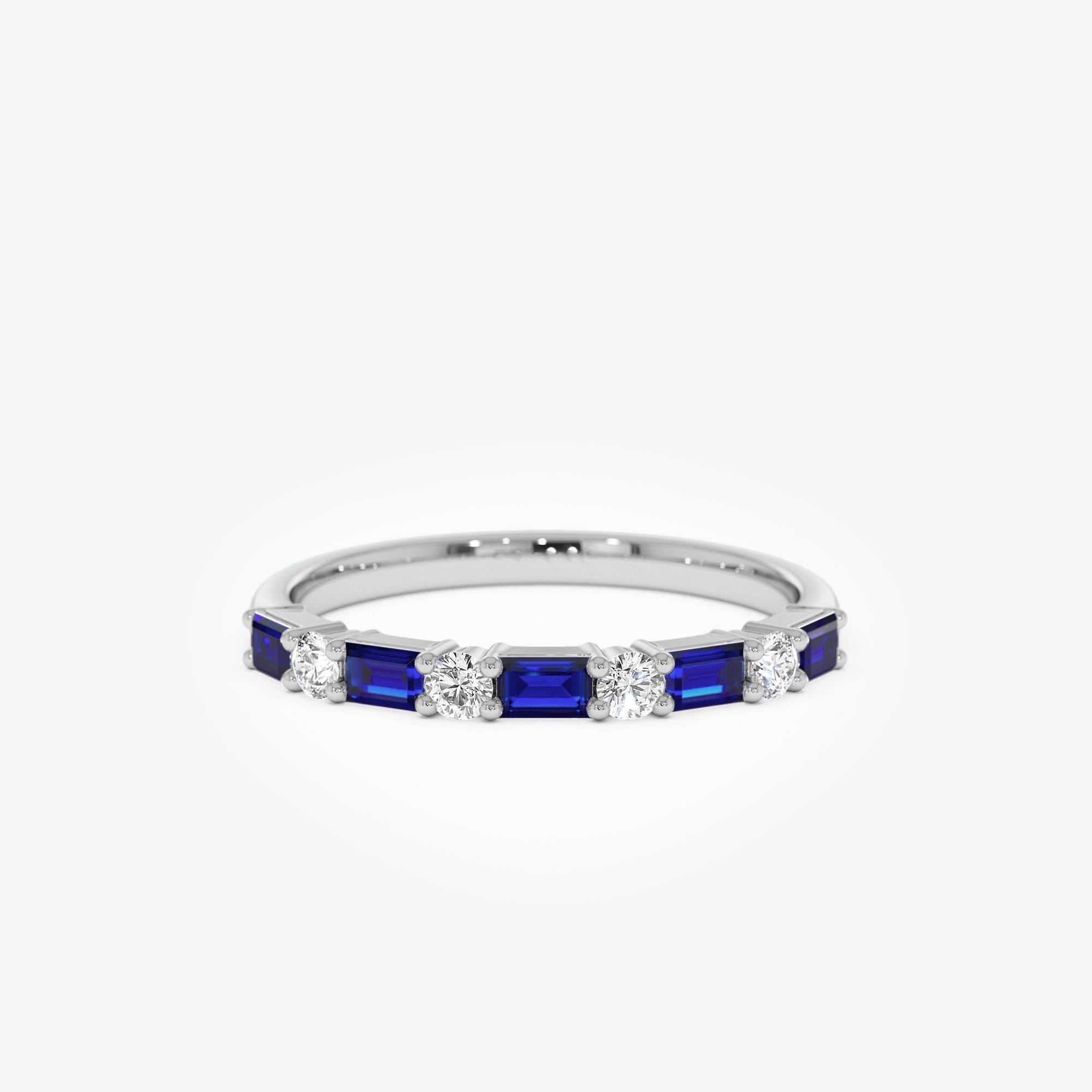 14k Sapphire and Diamond Prong Setting Ring - GeumJewels