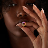 Rainbow Multi Color Sapphire Baguette Sphere Ring - GeumJewels