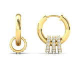 Triple Row Diamond Gold Hoop Earrings - GeumJewels