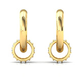 Triple Row Diamond Gold Hoop Earrings - GeumJewels