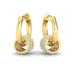 Triple Row Diamond Gold Hoop Earrings - GeumJewels