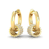 Triple Row Diamond Gold Hoop Earrings - GeumJewels
