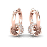 Triple Row Diamond Gold Hoop Earrings - GeumJewels