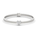 Diamond 14k Solid Gold Bracelet, Yellow/Rose Gold Long Bangle Bracelet, Heart Diamond Bangle - GeumJewels