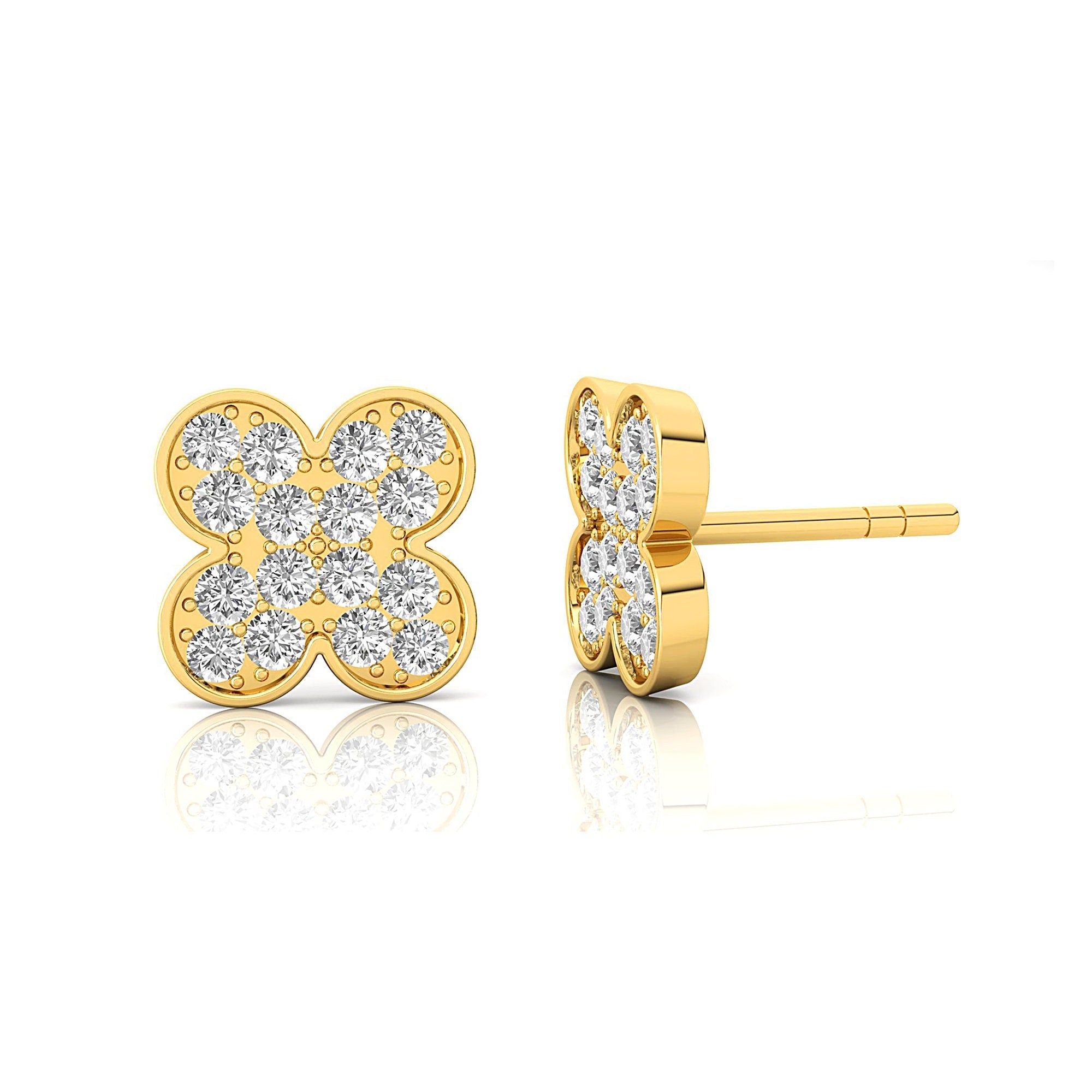 Clover Style Diamond Stud Dainty earrings - GeumJewels