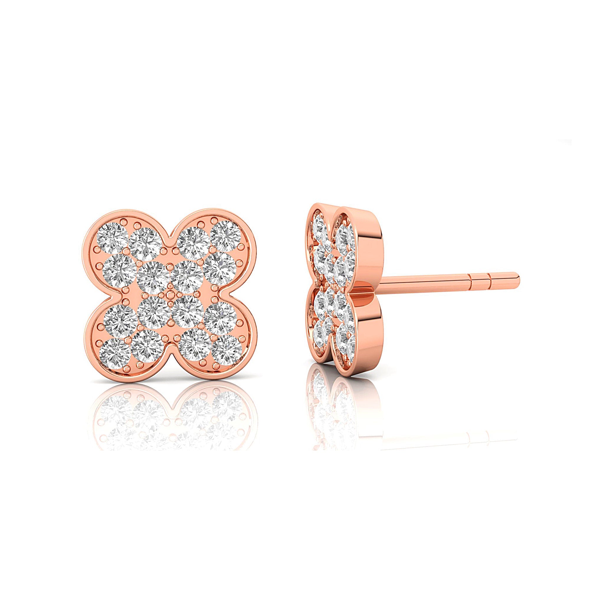 Clover Style Diamond Stud Dainty earrings - GeumJewels