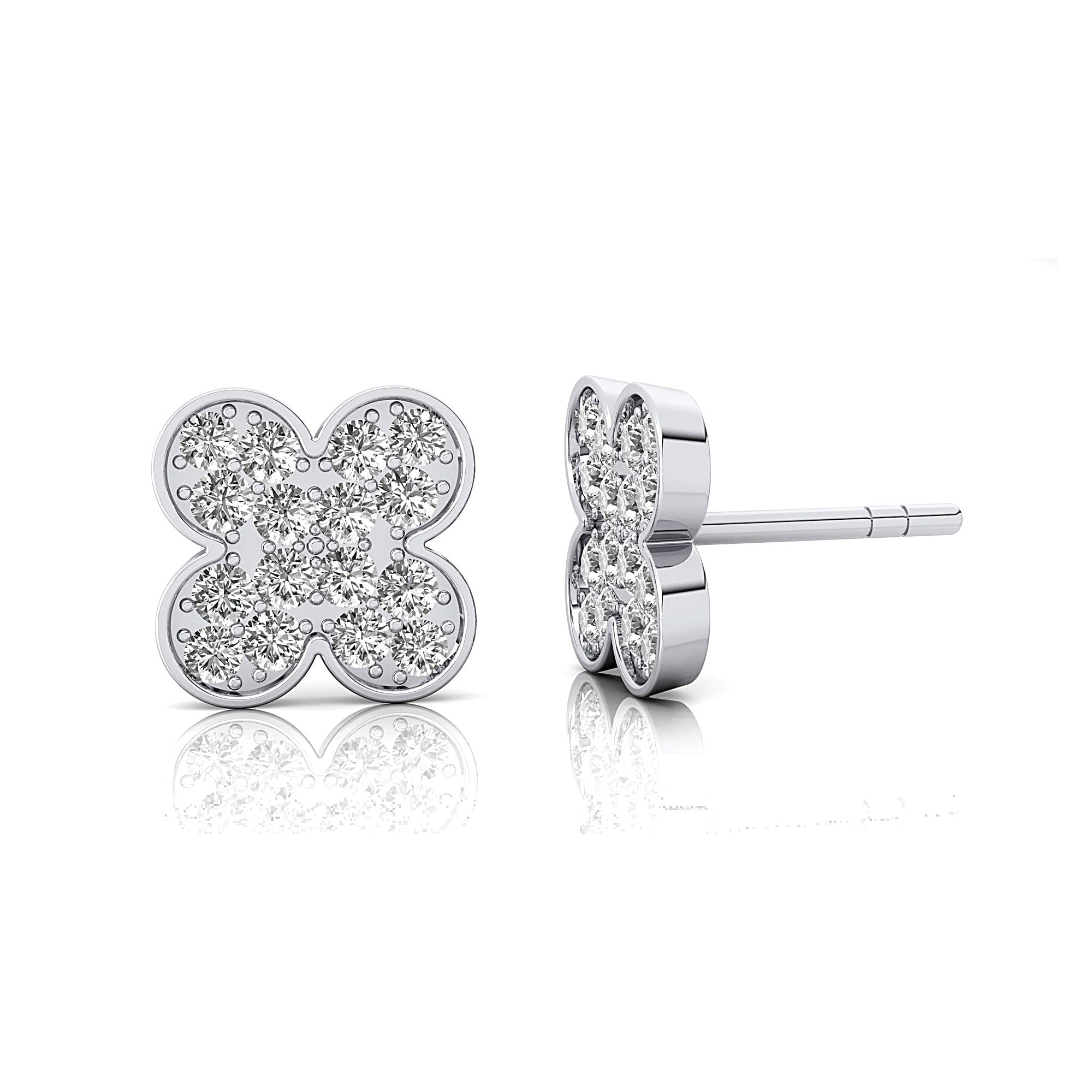 Clover Style Diamond Stud Dainty earrings - GeumJewels