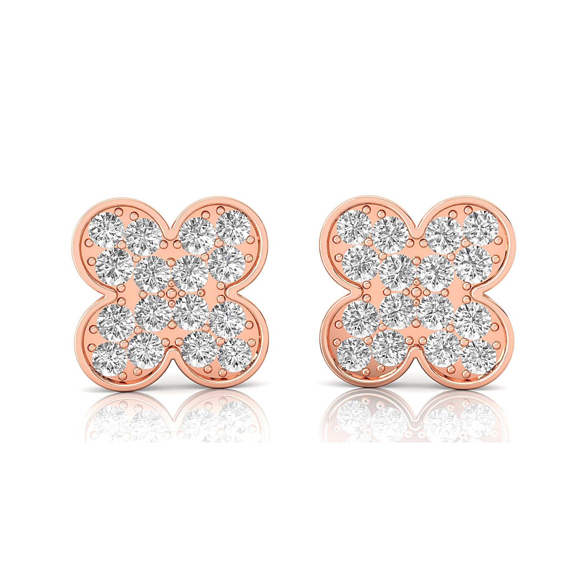 Clover Style Diamond Stud Dainty earrings - GeumJewels