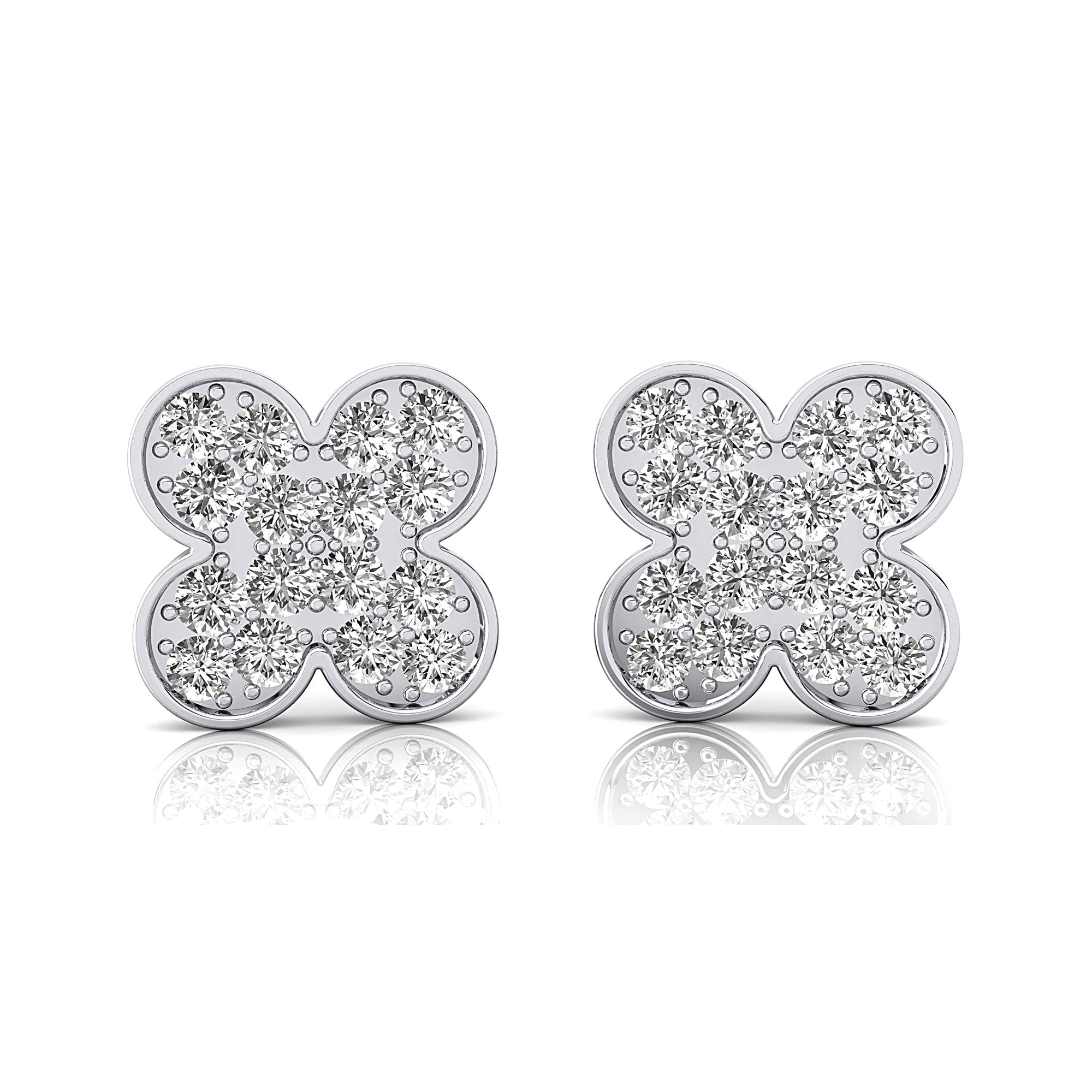Clover Style Diamond Stud Dainty earrings - GeumJewels