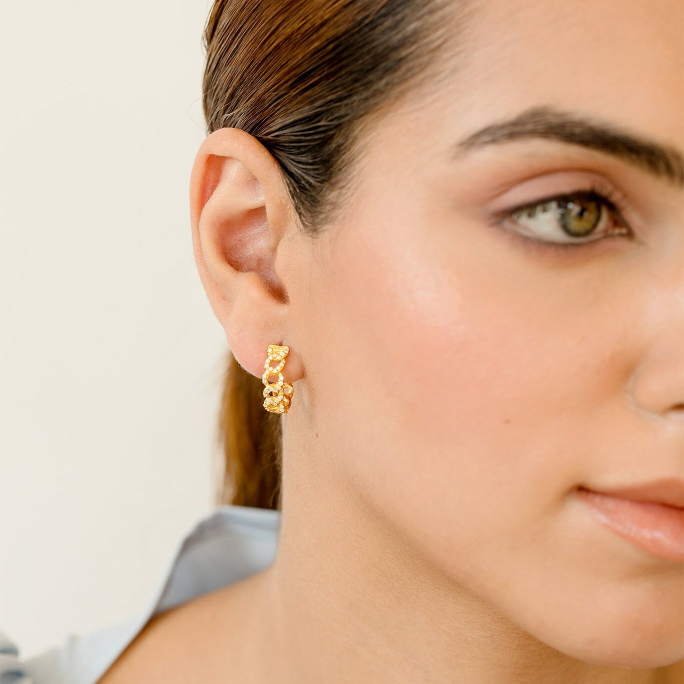 Cuban Chain Link Hoop Earrings - GeumJewels