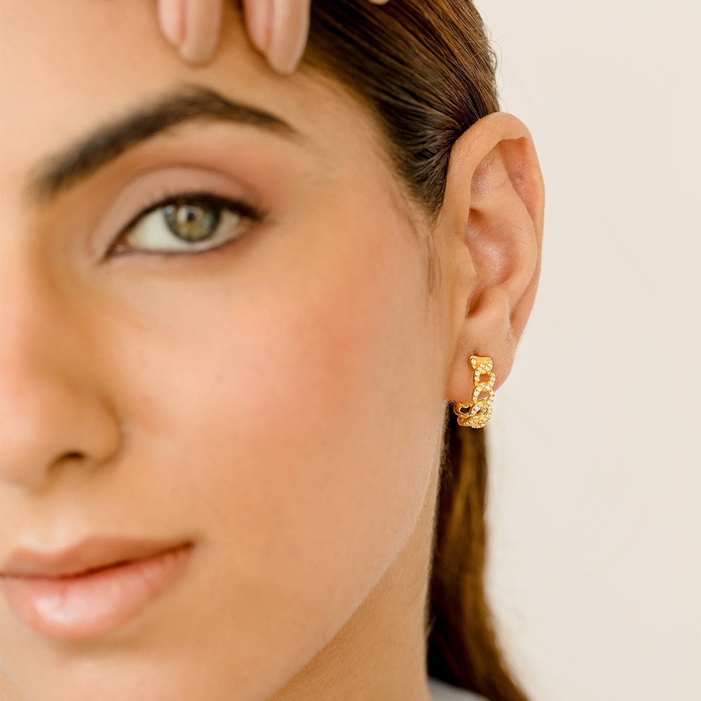 Cuban Chain Link Hoop Earrings - GeumJewels