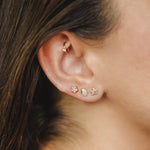 Snowflake Diamond Dainty Stud Earring - GeumJewels