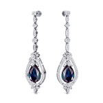 Art Deco Style Pear Shaped Alexandrite Diamond Drop Earrings - GeumJewels