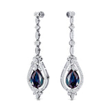 Art Deco Style Pear Shaped Alexandrite Diamond Drop Earrings - GeumJewels