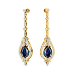 Art Deco Style Pear Shaped Alexandrite Diamond Drop Earrings - GeumJewels