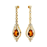 Art Deco Style Pear Shaped Citrine Diamond Drop Earrings - GeumJewels
