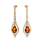 Art Deco Style Pear Shaped Citrine Diamond Drop Earrings - GeumJewels