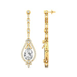 Art Deco Style Pear Shaped Lab Diamond Drop Earrings - GeumJewels