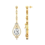 Art Deco Style Pear Shaped Lab Diamond Drop Earrings - GeumJewels