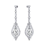 Art Deco Style Pear Shaped Lab Diamond Drop Earrings - GeumJewels