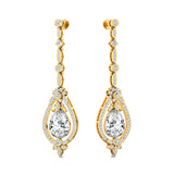 Art Deco Style Pear Shaped Lab Diamond Drop Earrings - GeumJewels