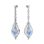 Art Deco Style Pear Shaped Moonstone Diamond Drop Earrings - GeumJewels