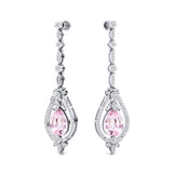 Art Deco Style Pear Shaped Morganite Diamond Drop Earrings - GeumJewels