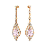 Art Deco Style Pear Shaped Morganite Diamond Drop Earrings - GeumJewels