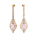 Art Deco Style Pear Shaped Morganite Diamond Drop Earrings - GeumJewels