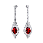 Art Deco Style Pear Shaped Ruby Diamond Drop Earrings - GeumJewels