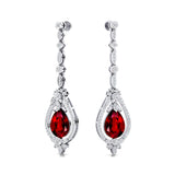 Art Deco Style Pear Shaped Ruby Diamond Drop Earrings - GeumJewels