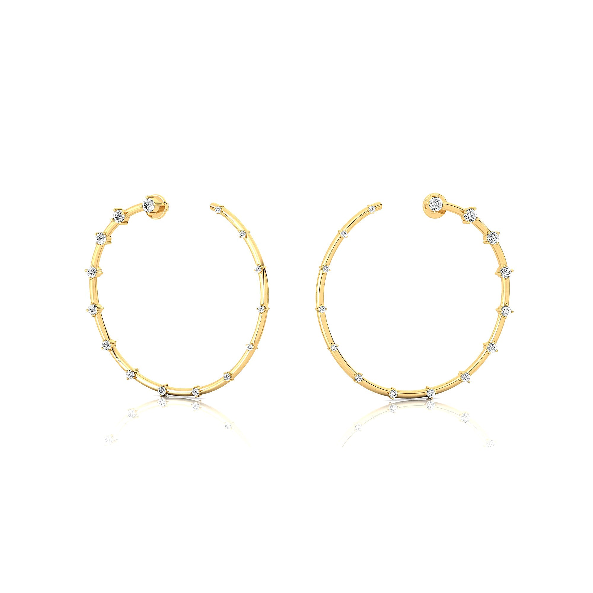 Circular Diamond Distant Diamond Hoop Earrings - GeumJewels