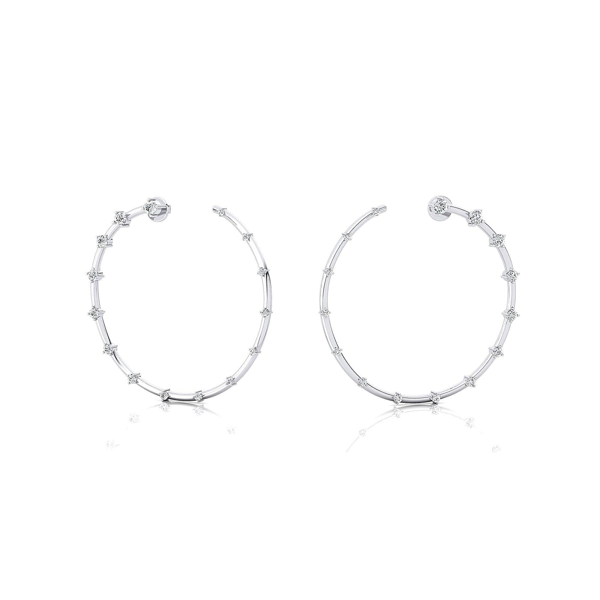 Circular Diamond Distant Diamond Hoop Earrings - GeumJewels
